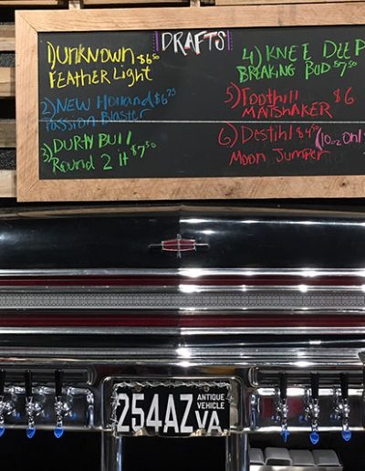 The tap at Jack Brown's Greenville, NC. It's the back of a car with the tap protruding from the bumber.